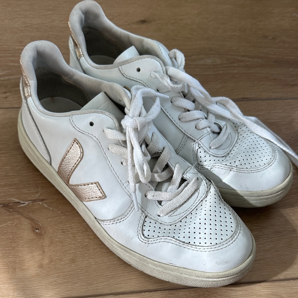 Veja White and Gold Women's Sneakers